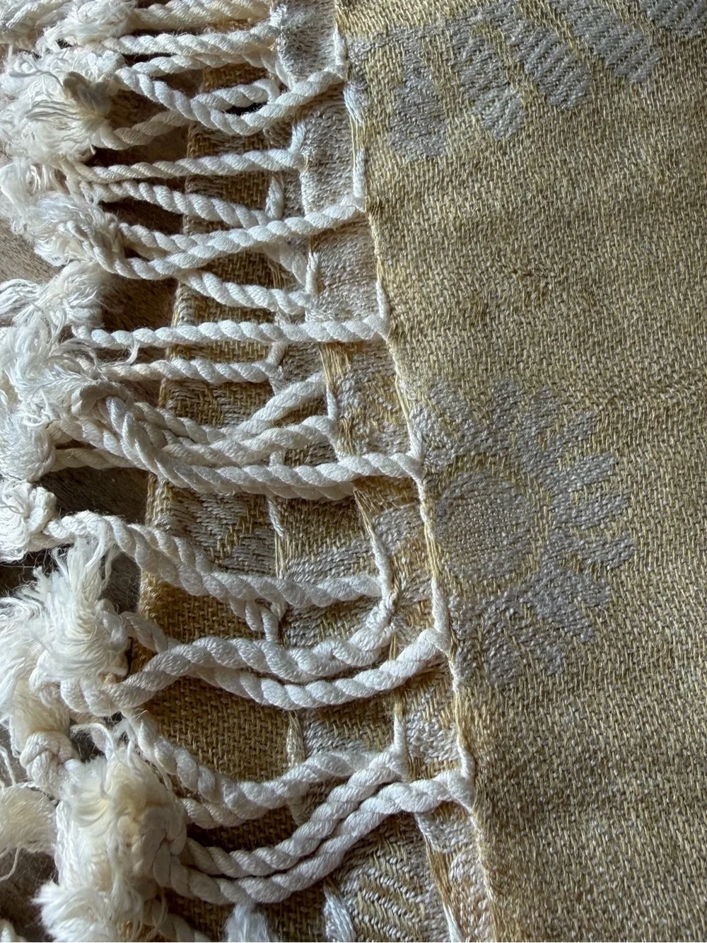 Cream Om Yoga or Meditation Scarf Shawl Wrap